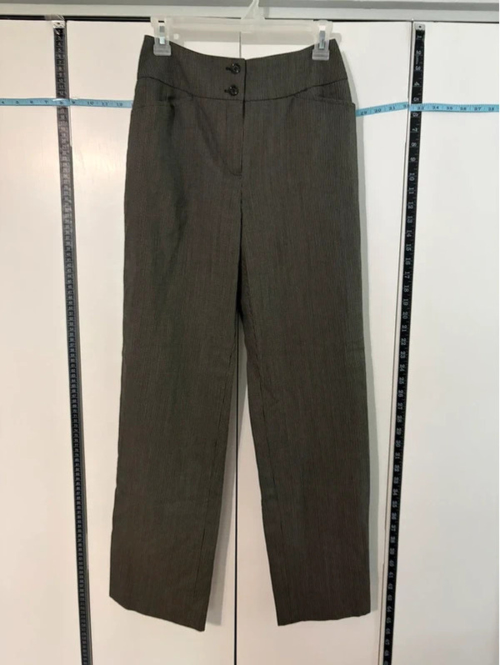 Harve Benard Wool Trousers Women 4 Brown Pinstripe Wide Leg Fully Lined